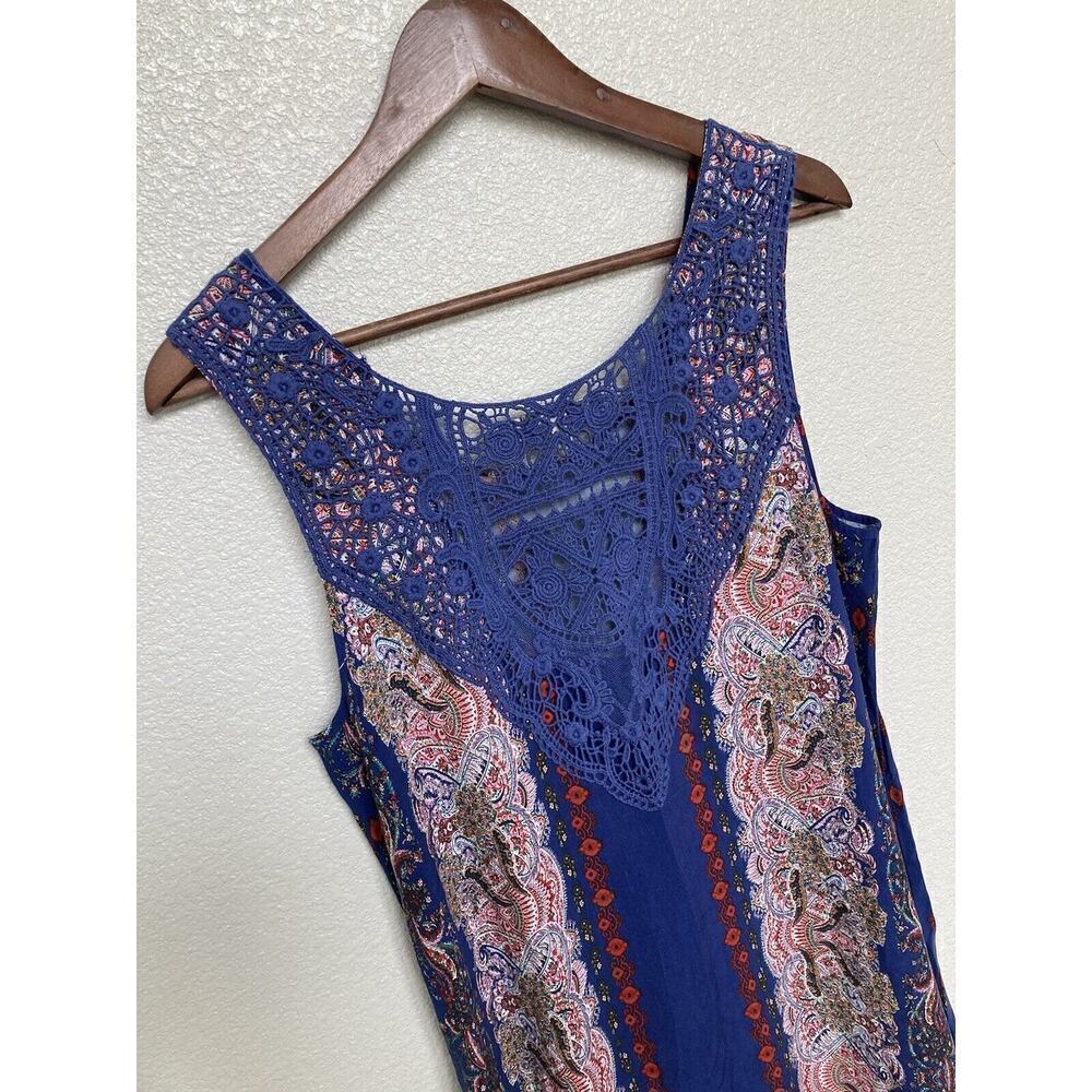 NWOT Live and Let Live boho maxi dress medium blue crochet beach hippie cottage - Picture 5 of 6